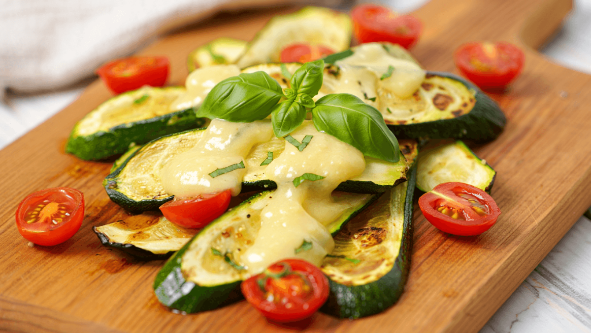 Ces courgettes rôties en sauce au Boursin et aux tomates vont faire fondre tout le monde !
