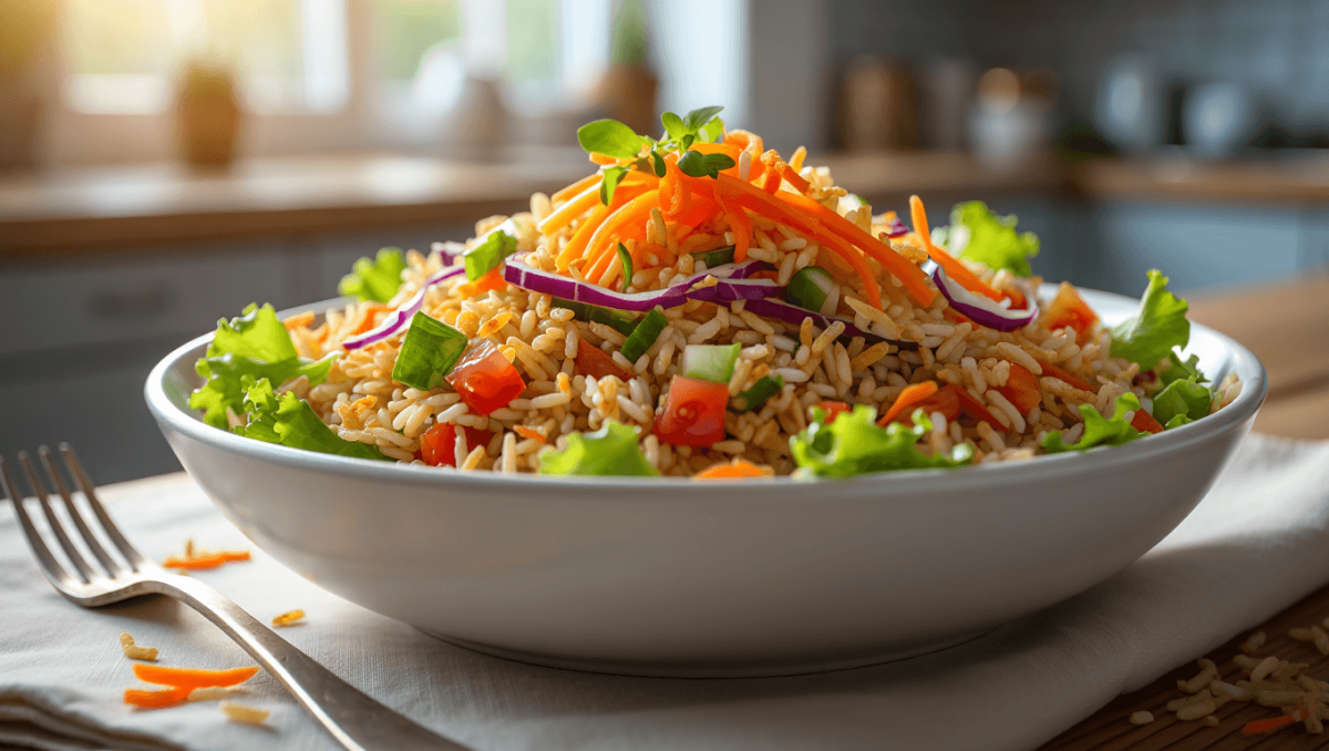 Cette salade de riz croustillante est votre meilleure alliée pour utiliser vos restes de riz