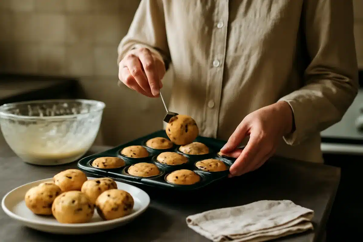 La recette en quelques mots &mdash; Simple et rapide, la pr&eacute;paration &eacute;vite la lev&eacute;e longue des p&acirc;tes classiques en rempla&ccedil;ant la levure boulang&egrave;re par de la levure chimique . Le r&eacute;sultat : de petites bouch&eacute;es moelleuses, fourr&eacute;es de morceaux de chocolat,