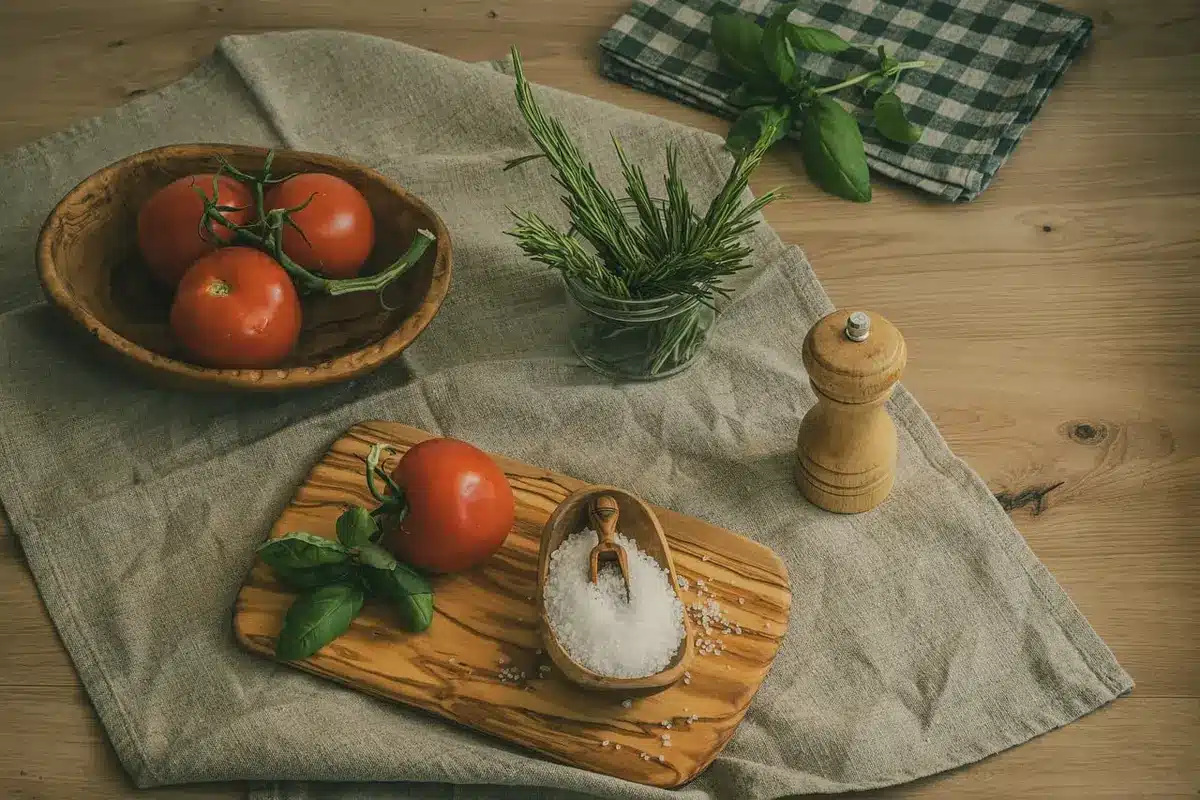Bruschetta garnie de ricotta et herbes fraîches sur une tranche de pain grillé