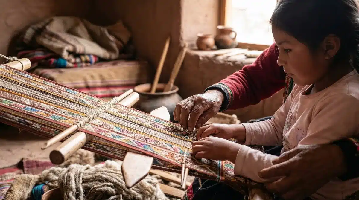 Atelier où un masque en papier‑mâché est sculpté et peint sur un établi