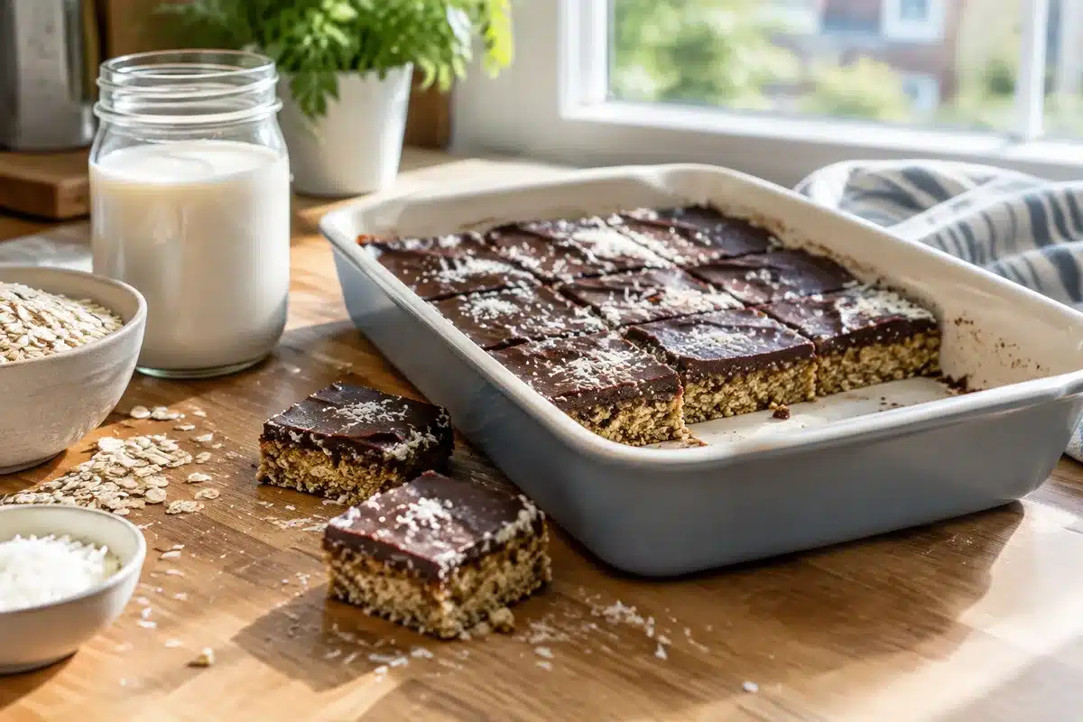 Chocolat coco avoine: barres fraîches sans cuisson pour cet été